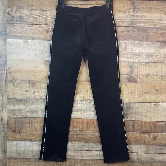 Burberry Corduroy Pants Black Nova Check Side Stripe Size 6 - Picture 5 of 12